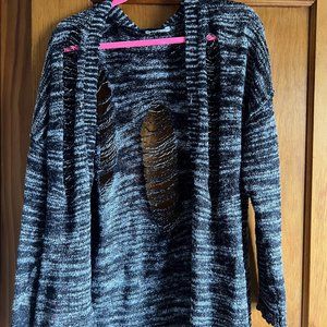 BKE distressed black cardigan